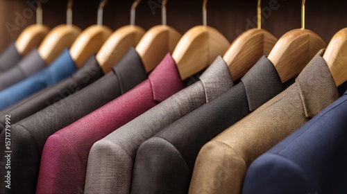 Suits on hangers in a closet