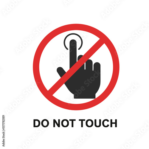 Prohibitory sign with hand gesture indicating do not touch. SVG on transparent background, intended for public places and urban environment