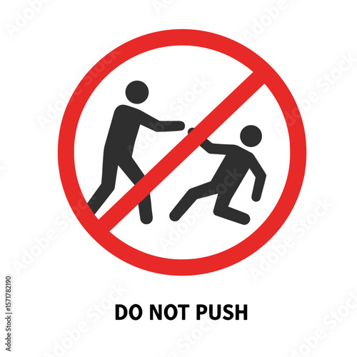 Do Not Push sign illustrating prohibited behavior in public spaces. SVG on transparent background, intended for public places and urban environment