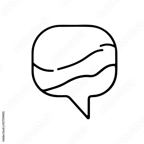 Outline of speech bubble with wavy lines for messaging design  