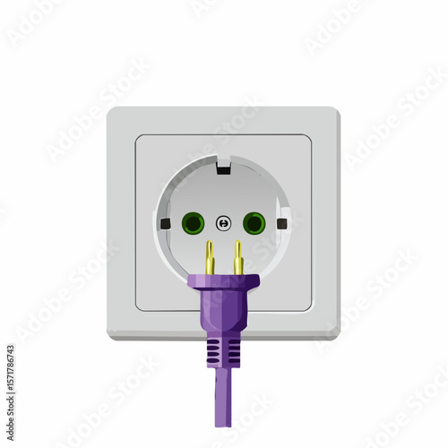 Wall outlet with plug – Single plug inserted into a white socket.

