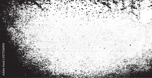 Monochrome texture composed of irregular graphic elements. Distressed uneven grunge background. Abstract vector illustration. Overlay for interesting effect and depth. Isolated on white background.