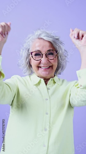 Senior woman expressing shock and joyful excitement compilation