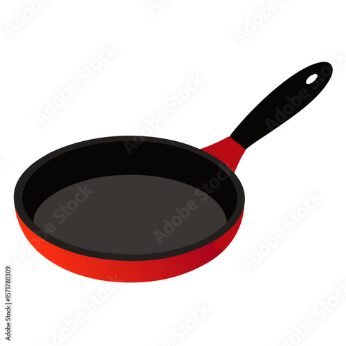 red frying pan isolated