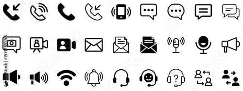 Communication Set of Web Icons | Messaging, Support & Interaction Icons for UI
