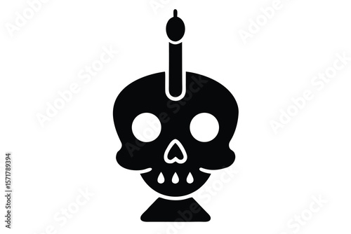 skull candle holder vector icon