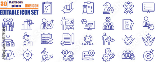 Editable action plan vector icons for business strategy, project planning .