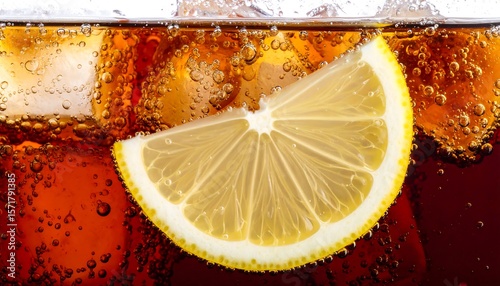 Close-up soda with lemon slice