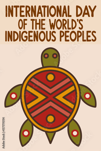 Painted turtle symbol on cloth representing International Day of the World's Indigenous Peoples  