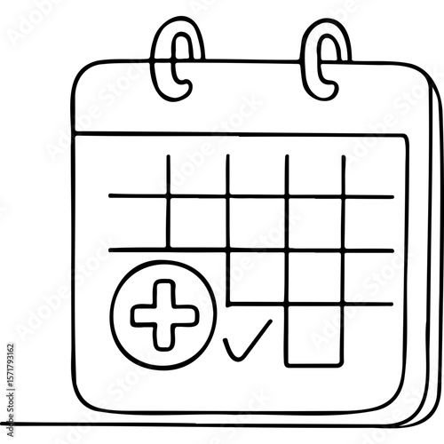 Simple line drawing of a calendar with a doctor's appointment icon  