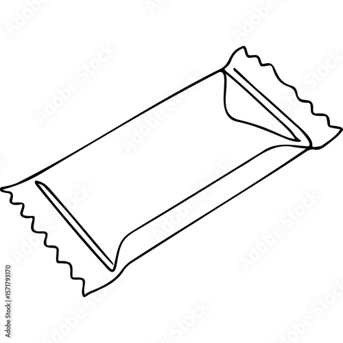 Empty chewing gum wrapper in minimalist line art style  