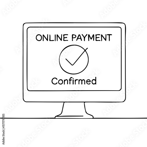 Online payment confirmation displayed on computer screen  