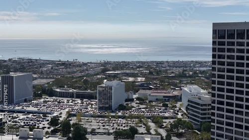 beach city with ocean view, 4k, drone video