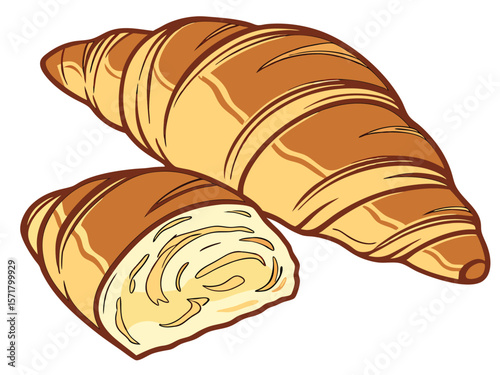 Freshly baked croissants. Vector illustration.