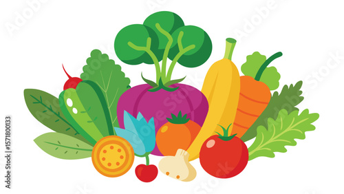 Simple vegetable background with different types of vegetables as a vector illustration.