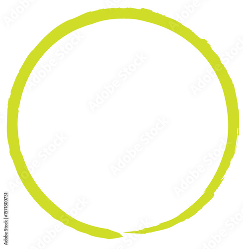 Hand-Drawn Green Circle Doodle on White Background - Artistic Organic Brush Stroke Vector Element