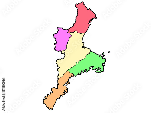 少しゆるい三重県地図 地域色分け 近畿 西日本