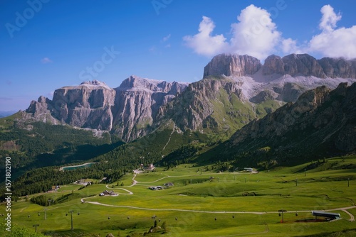Mountain landscape with a view over the Sella Group
