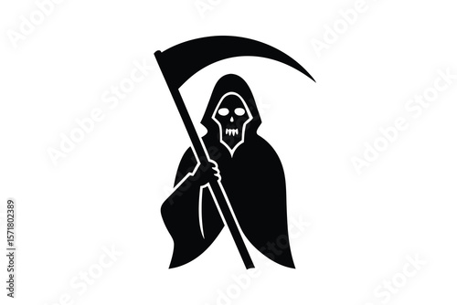 grim reaper with scythe vector icon