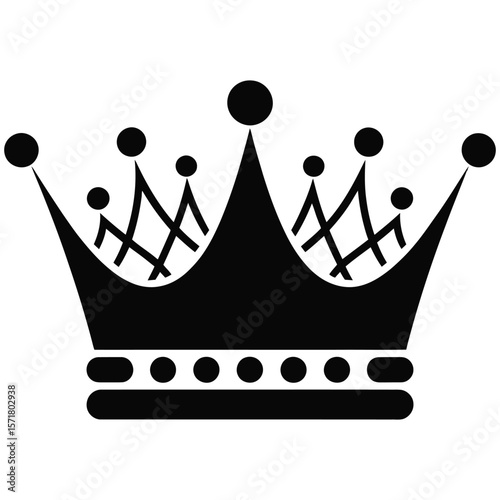 Black stylized crown with pointed peaks and decorative elements