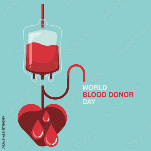 Blood bag and heart with dripping blood for World Blood Donor Day