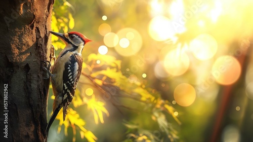 woodpecker in sunlight