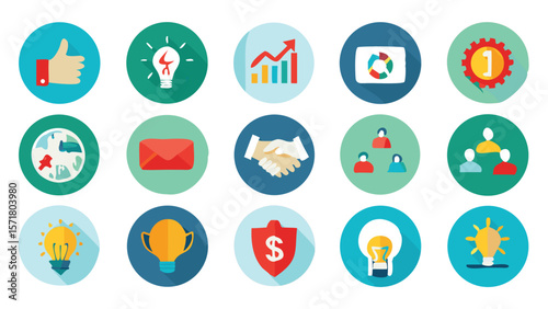 set of vector icons for business, finance, and communication