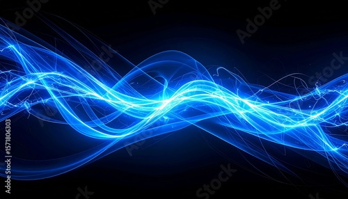 A Powerful Blue Surge of Electric Energy Bursts Across a Dark Background, Arcing with Intense Voltage, Glowing Sparks, and Futuristic Motion Trails in a High-Voltage Cinematic Display