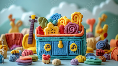 easter cake and easter eggs
