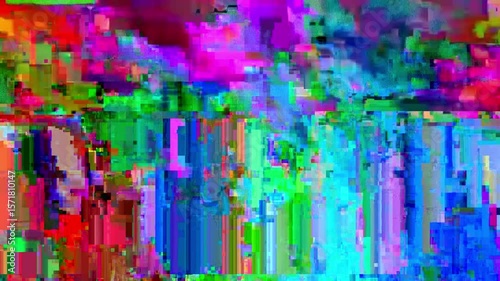glitched pixel melt mashed multi-colo, colorful blue green red yellow