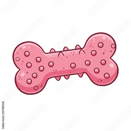 Pink Dog Chew Toy Bone with Nubs and Spikes
