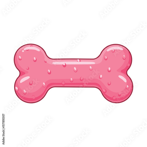 Pink Dog Bone Toy with Bumpy Texture Illustration