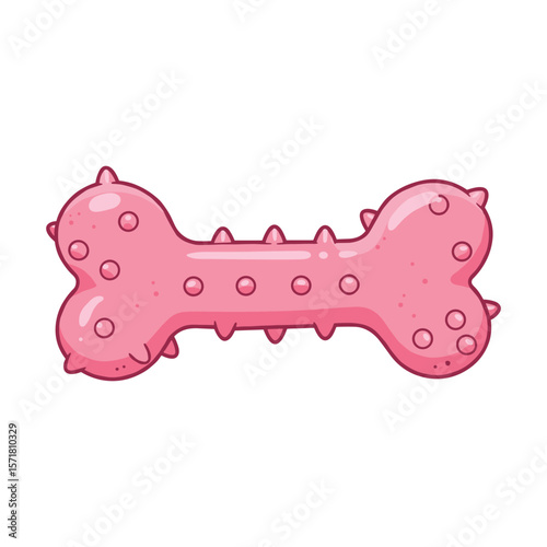 Pink Spiky Dog Bone Toy with Circular Indents