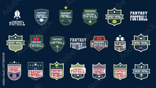 collection of Badge Fantasy Football Logos Collection for Sports Branding and Poster Design