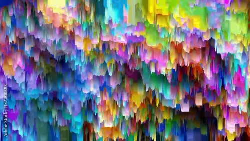 multi color mashed data screen melt warped pixel