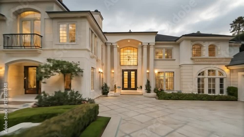 Luxury real estate mansion home design architecture and swimming pool in exclusive neighborhood estate property