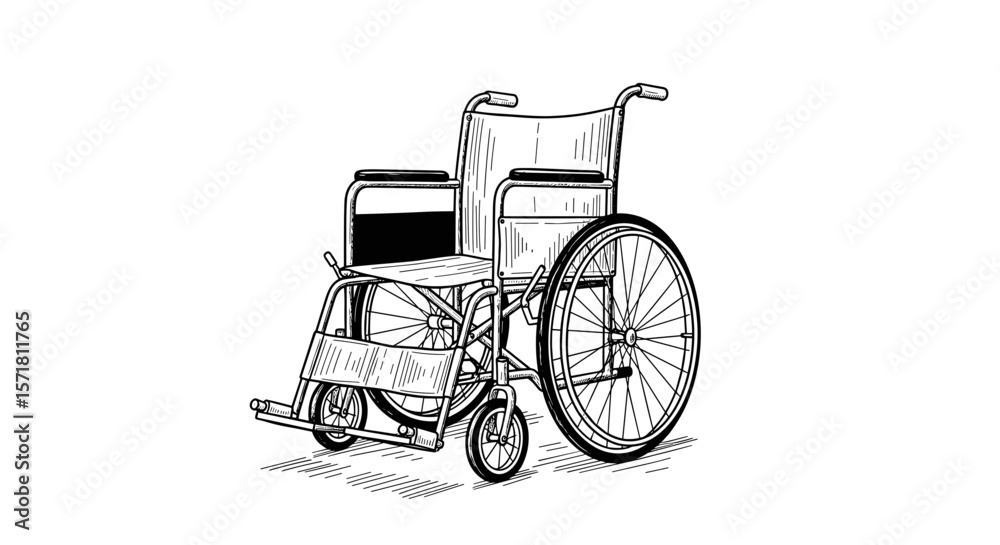 Fototapeta premium Vintage sketch doodle wheelchair