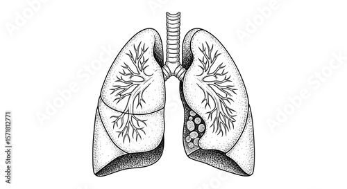  Vintage sketch doodle human lungs