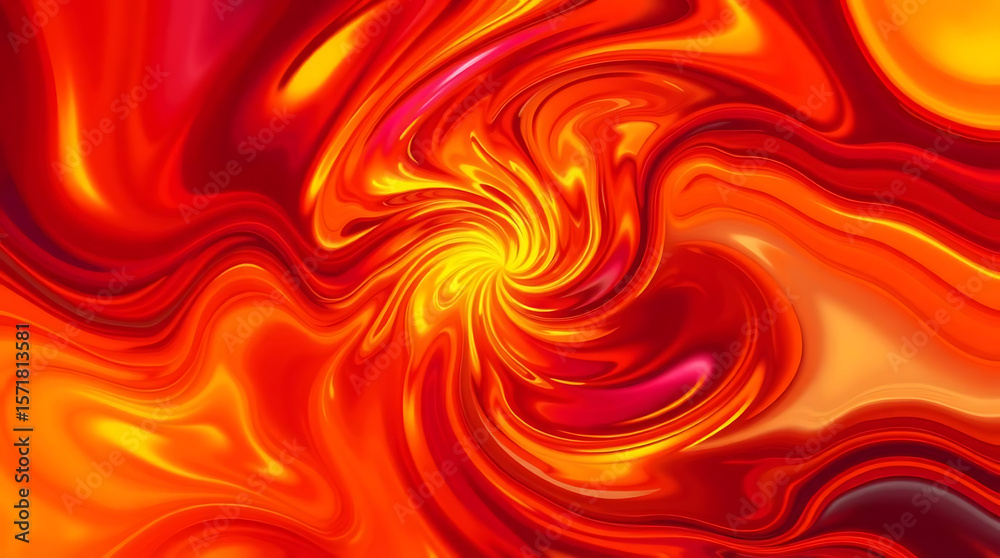 Obraz premium A vibrant abstract swirl of fiery red, orange, and yellow hues creates a dynamic vortex of energy