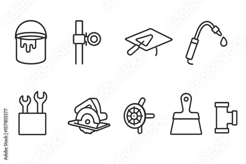 Construction tools line icon set. builder equipment, hardware, linear icons collection