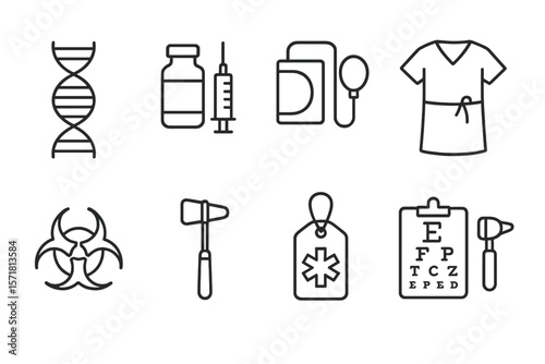 Medical, healthcare outline icon set. medicine, treatment symbols collection