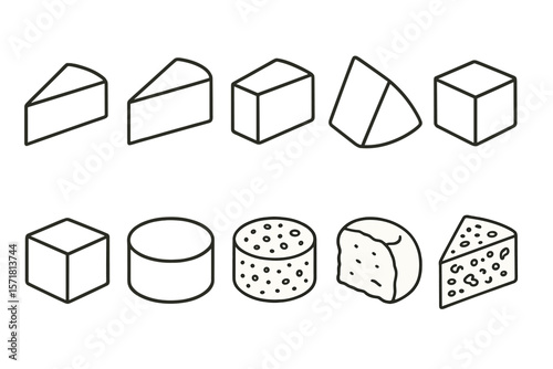 Cheese icon set in outline style. dairy, gourmet icons collection for food projects