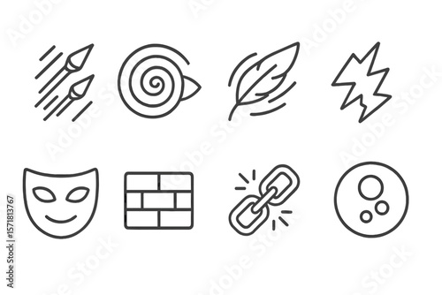 Creative elements line icon set. artistic, abstract outline icons collection