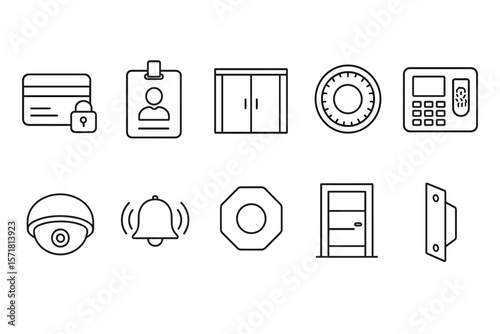 Security and access control line icon set. monitoring, protection symbols in outline style
