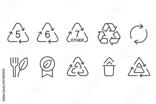 Recycling, sustainability outline icon set. eco-friendly, waste management linear icons