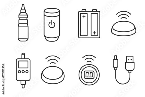 Technology, electronics outline icon set. gadgets, devices, wireless icons outline collection