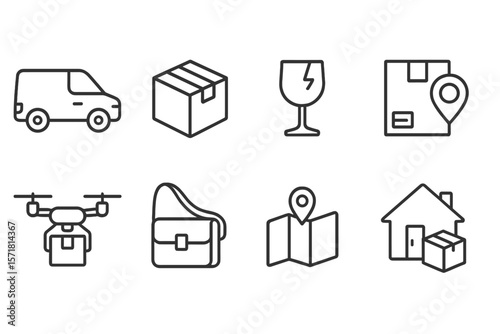 Delivery, shipping line icon set. logistics, package tracking icons linear collection