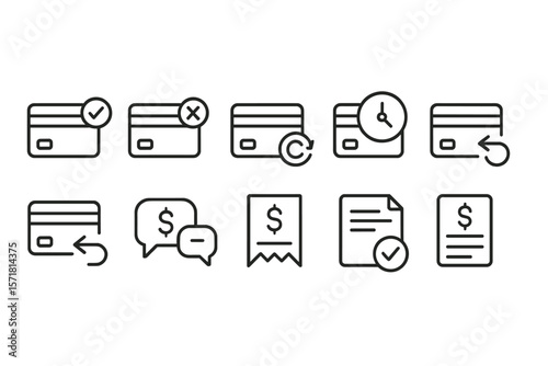 Finance and payment line icon set. credit card, transaction, money outline collection