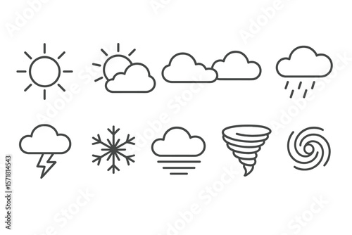Weather, forecast outline icon set. simple meteorology, climate vector symbols