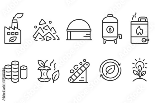 Eco-friendly energy outline icon set. sustainable, renewable, nature, environment icons